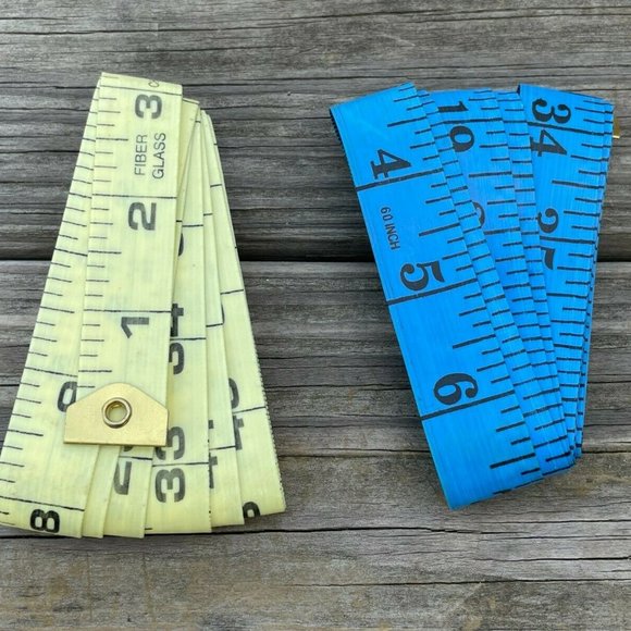 Measurement Tape Tailoring Sewing Tape Lot of 2 Blue Light Yellow Tapes - Picture 1 of 11